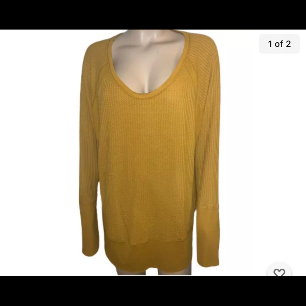 Gold Thermal L/S Textured Blouse T Shirt New 2xl